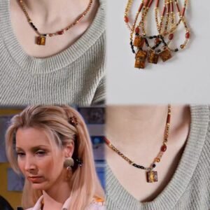 "Friends Phoebe's 'Autumn Amber Candy' beaded necklace.